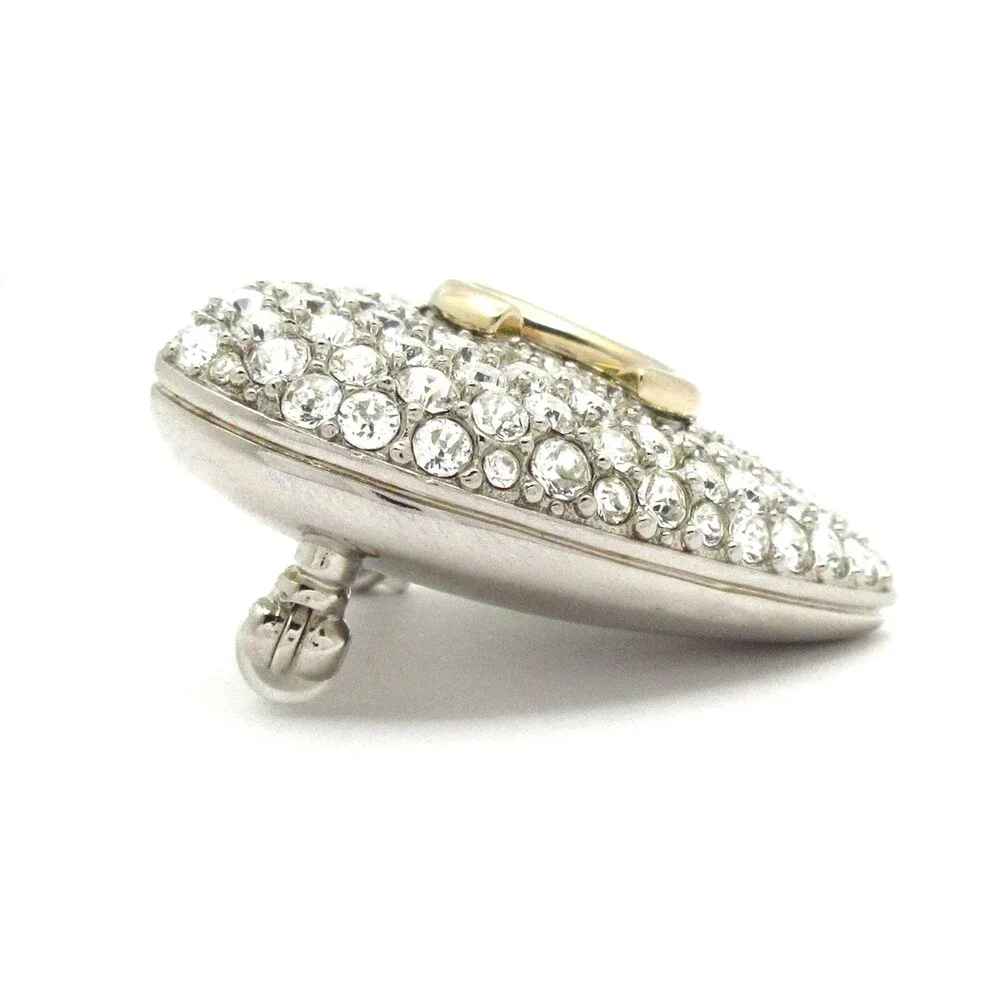 Chanel Brooch Clear Gold Hardware Rhinestones